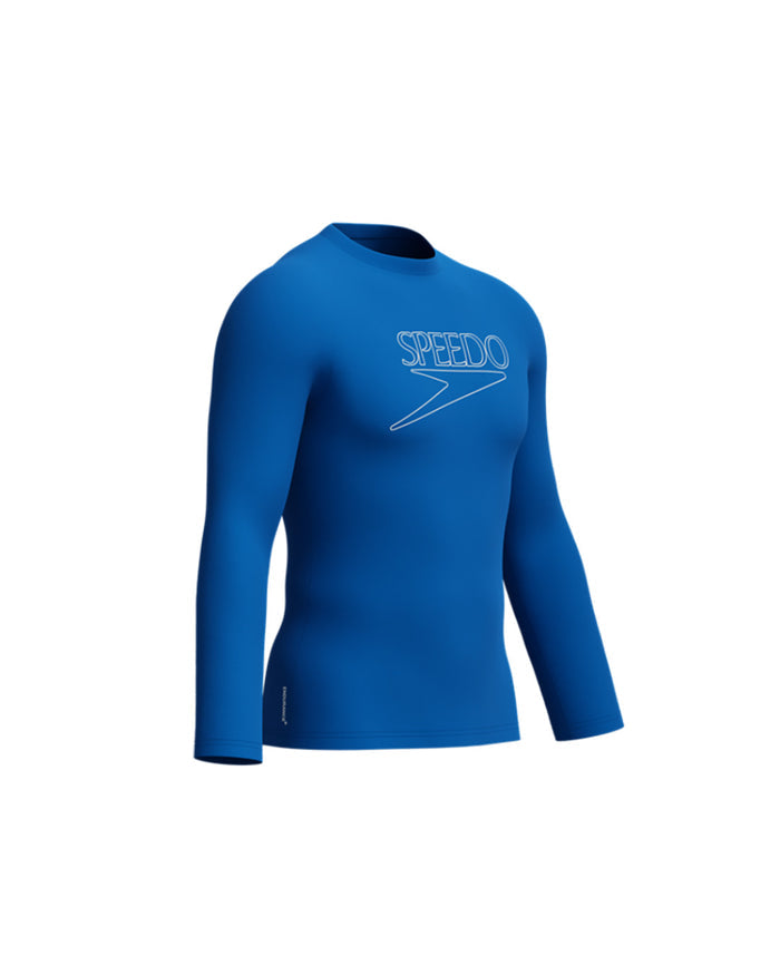 Speedo Men's Endurance+ L/S Classic Logo Rash Guard - Blue
