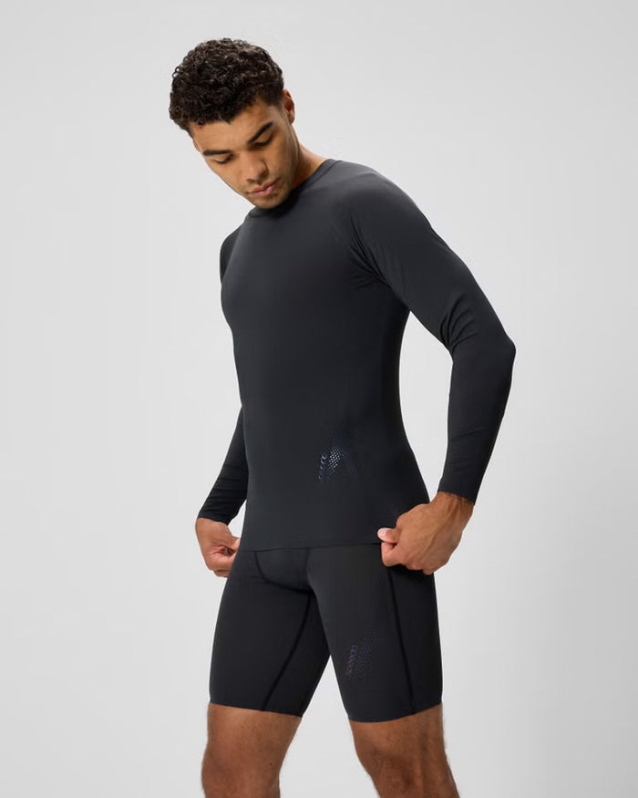 Speedo Men's L/S Solid Boom Rash Guard - Black