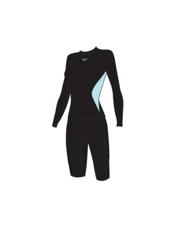 Speedo Women's AsiaFit L/S Rash Top & Jammer Set - Black/Blue