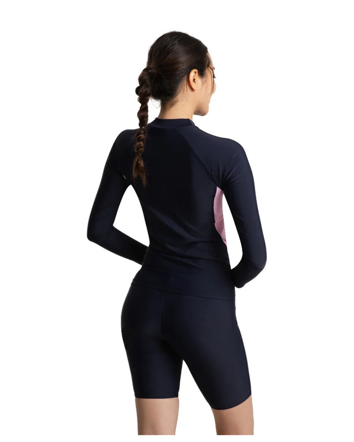 Speedo Women's AsiaFit L/S Rash Top & Jammer Set - Navy/Pink