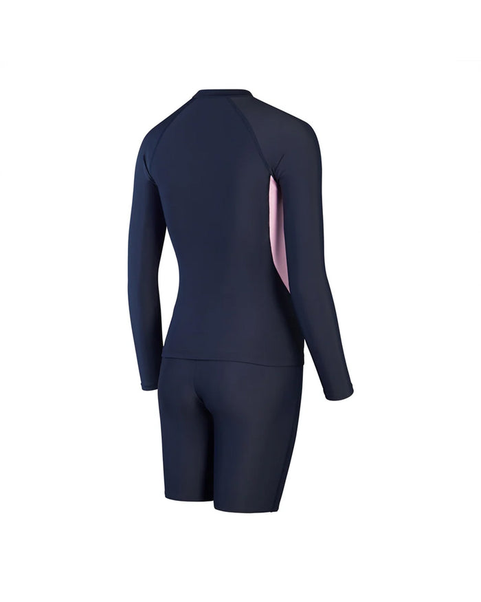 Speedo Women's AsiaFit L/S Rash Top & Jammer Set - Navy/Pink