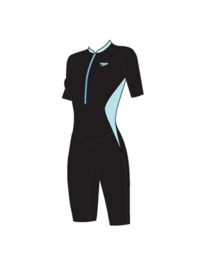 Speedo Women's AsiaFit Zip Front S/S Kneesuit - Black/Blue
