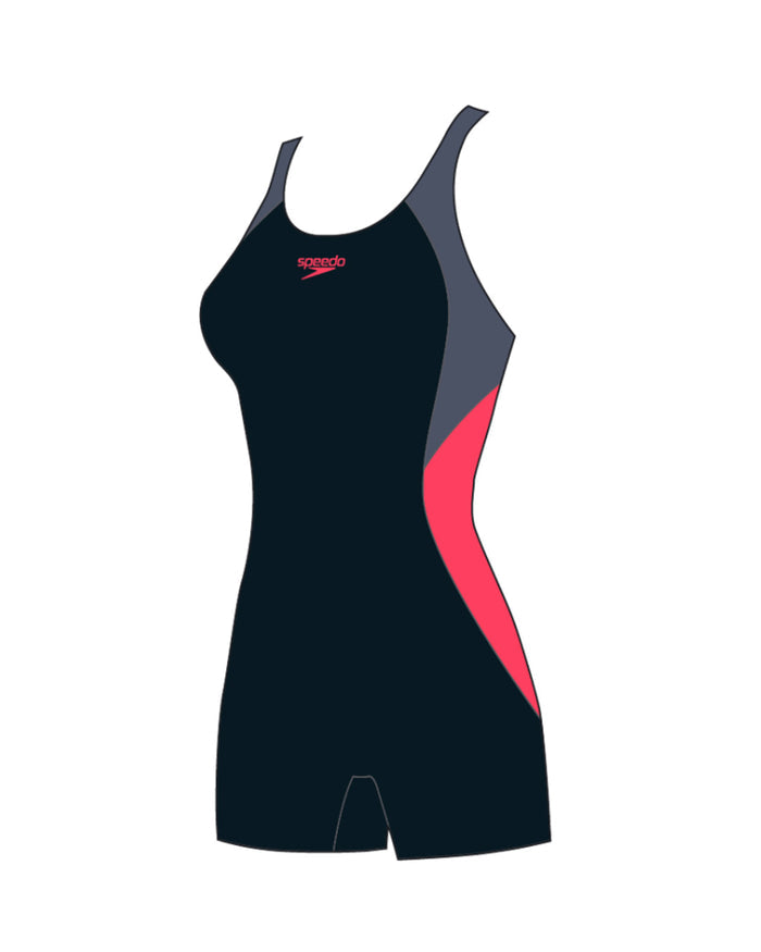 Speedo Women's China Colourblock Splice Legsuit (AsiaFit) - Black/Grey