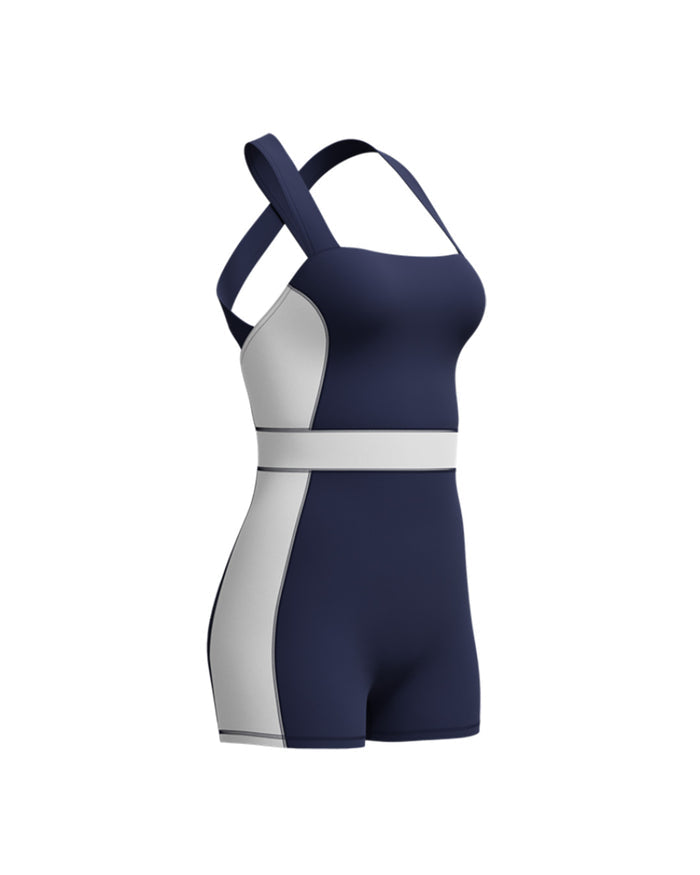 Speedo Women's Colourblock Legsuit - Navy/White