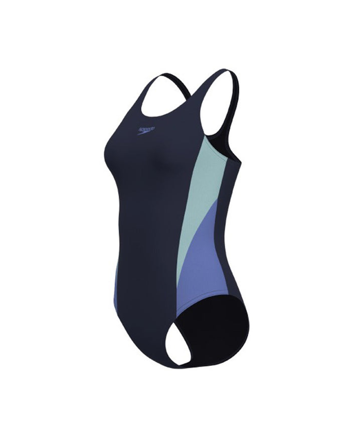 Speedo Women's Colourblock Splice 2.0 1 Piece (AsiaFit) - Navy/Light Blue