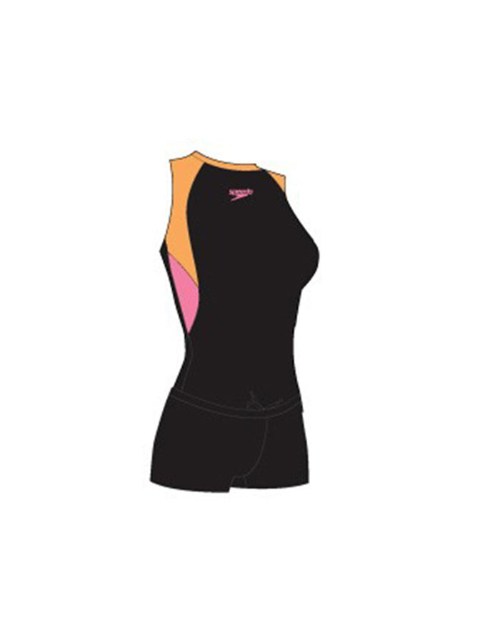 Speedo Women's Colourblock Splice Tankini (AsiaFit) - Black/Pink