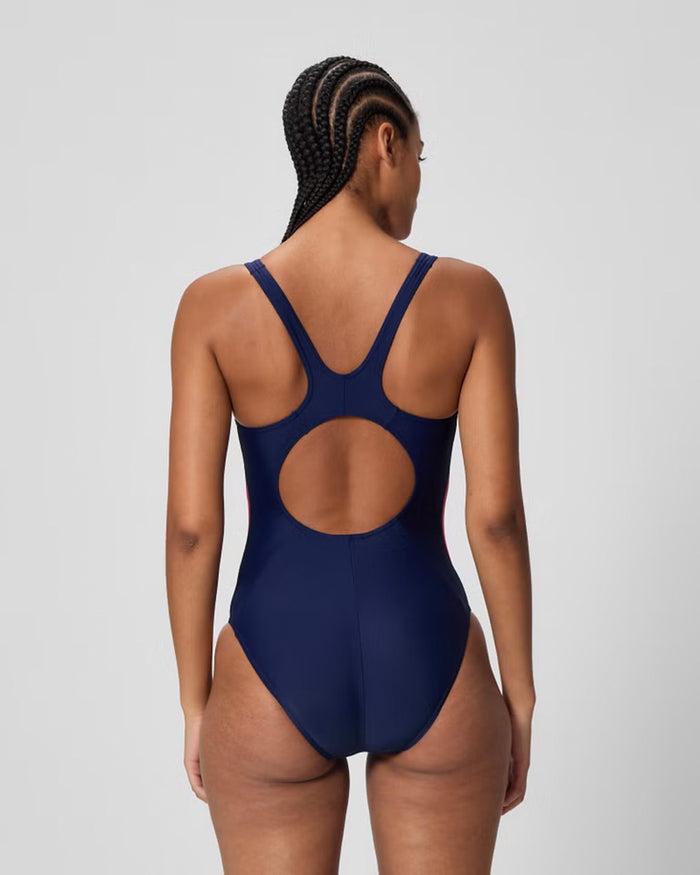 Speedo Women's Colourblock Splice Tankini (AsiaFit) - Navy/Pink