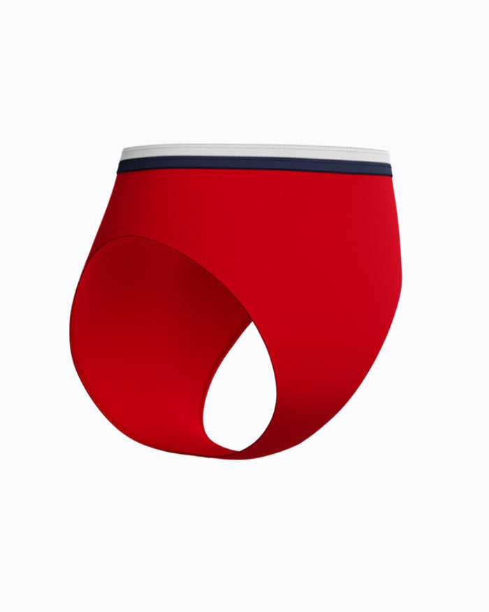 Speedo Women's High Waist Bikini Bottom - Red/White