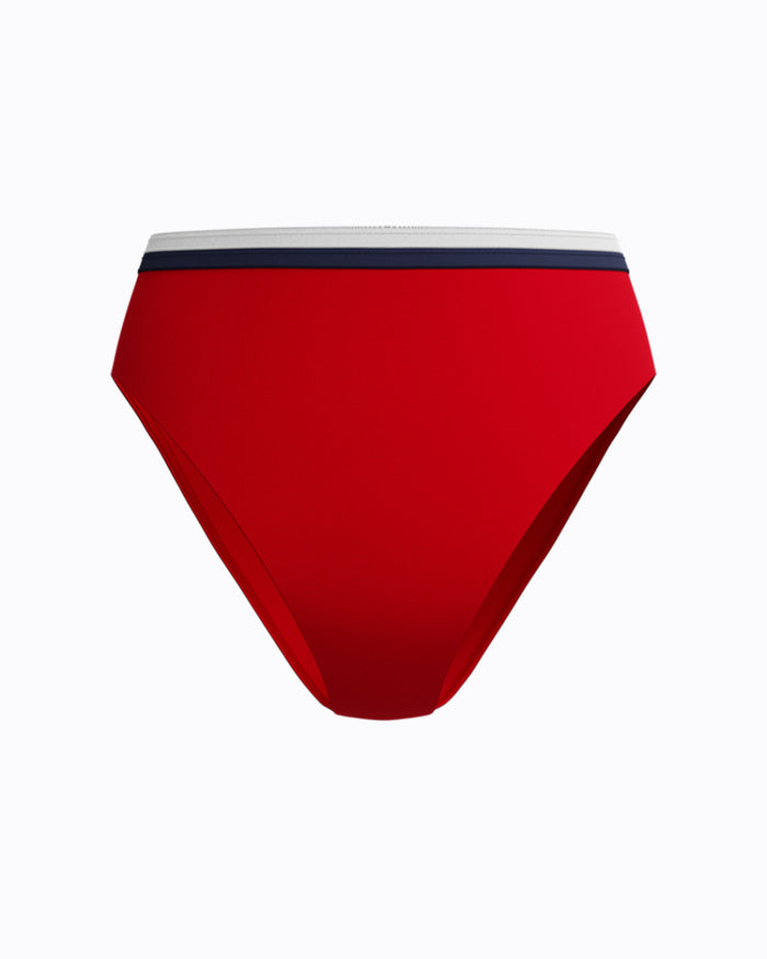 Speedo Women's High Waist Bikini Bottom - Red/White