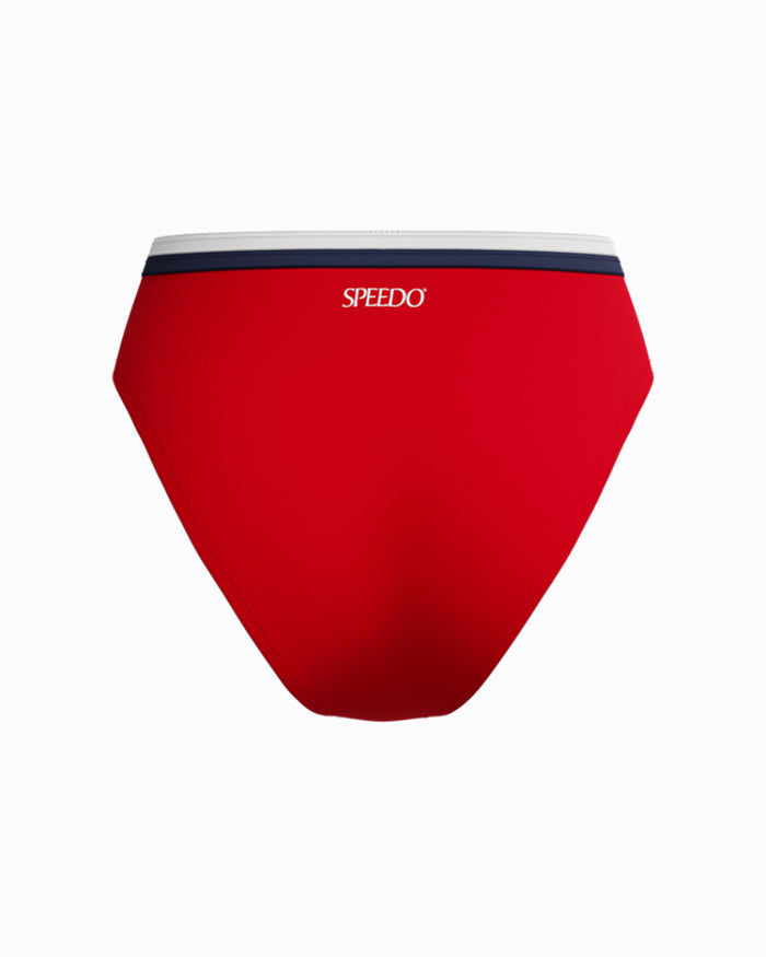 Speedo Women's High Waist Bikini Bottom - Red/White