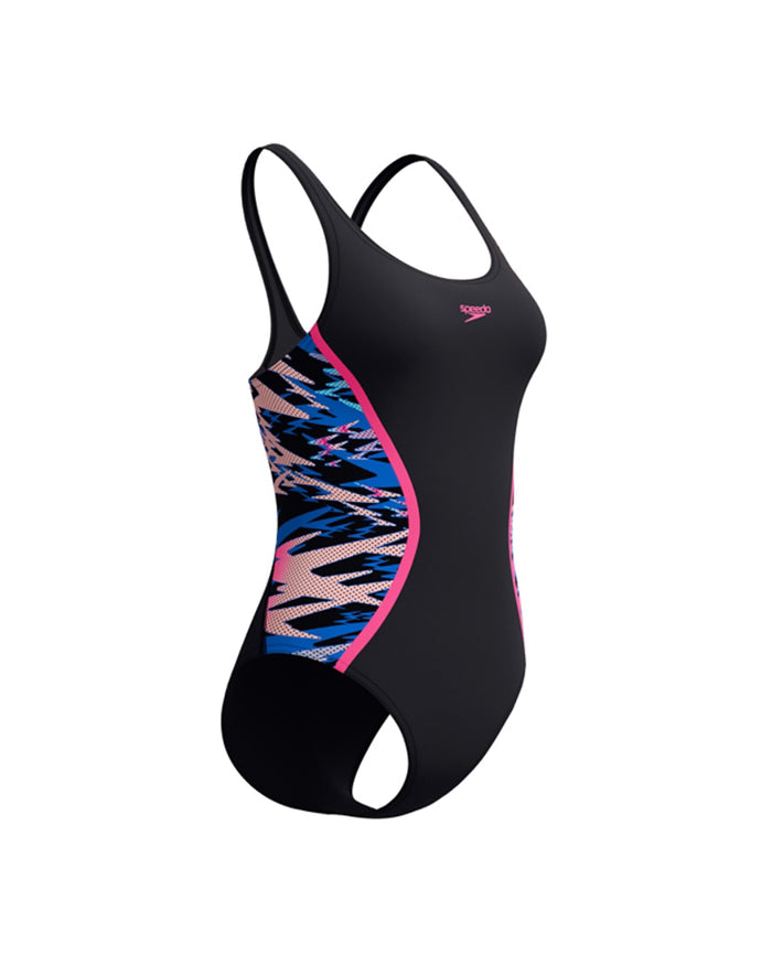 Speedo Women's Hyperboom Splice Muscleback One Piece (AsiaFit) - Black/Pink