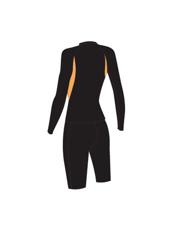 Speedo Women's LS Rash Top & Jammer Set (AsiaFit) - Black/Orange