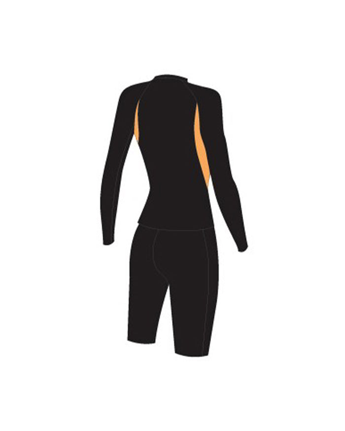 Speedo Women's LS Rash Top & Jammer Set (AsiaFit) - Black/Orange