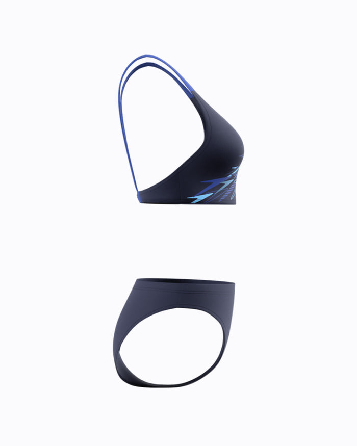 Speedo Women's Medley Logo V-Back 2pc Swimsuit - Navy/Blue