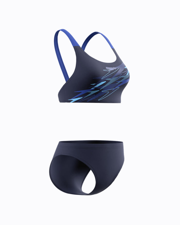 Speedo Women's Medley Logo V-Back 2pc Swimsuit - Navy/Blue