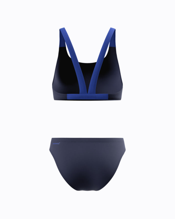 Speedo Women's Medley Logo V-Back 2pc Swimsuit - Navy/Blue
