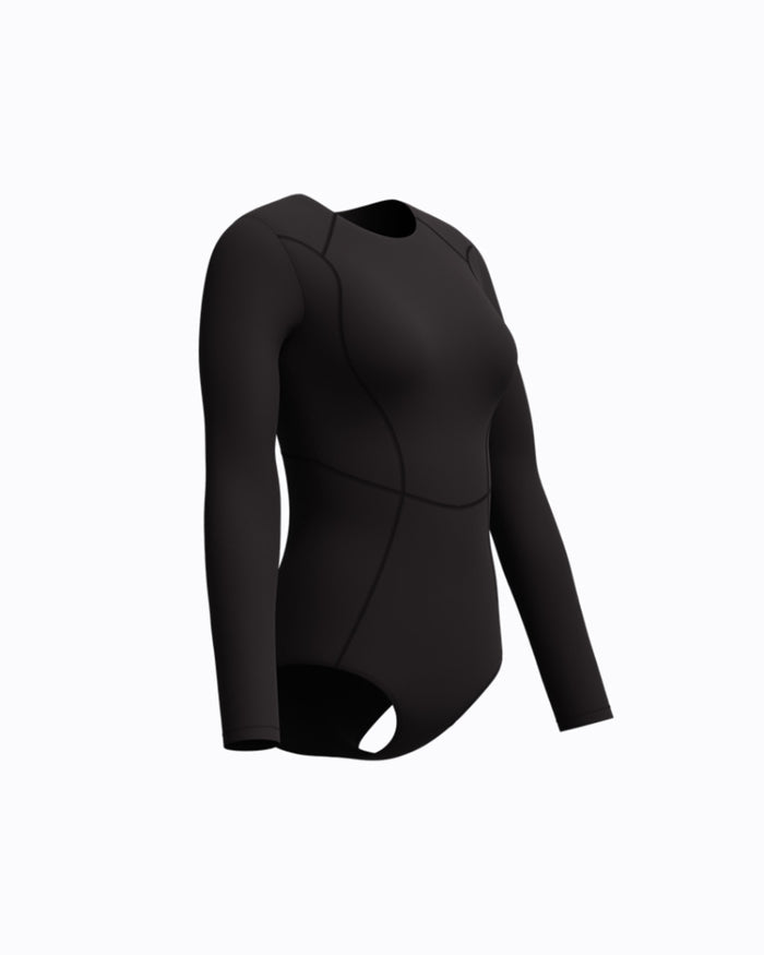 Speedo Women's Ocean Flex L/S Zip 1pc Swimsuit - Black