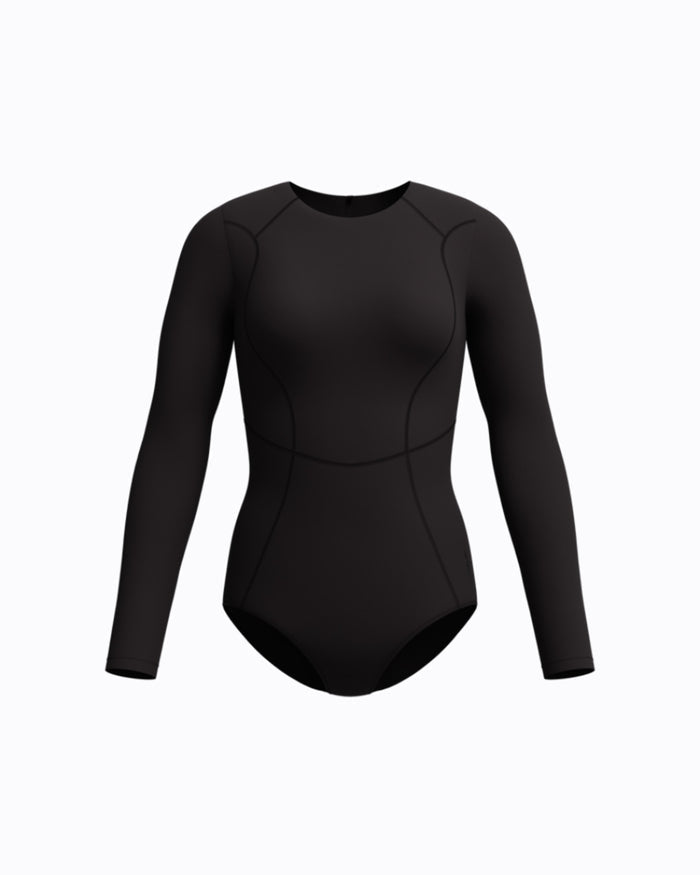 Speedo Women's Ocean Flex L/S Zip 1pc Swimsuit - Black