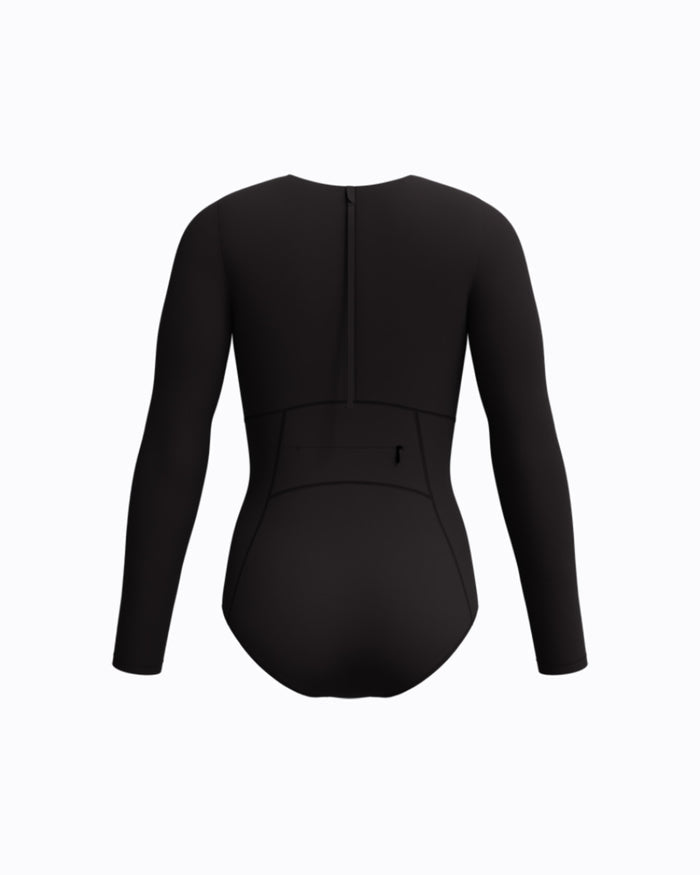 Speedo Women's Ocean Flex L/S Zip 1pc Swimsuit - Black