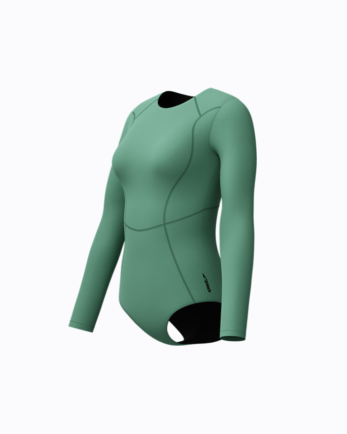 Speedo Women's Ocean Flex L/S Zip 1pc Swimsuit - Green