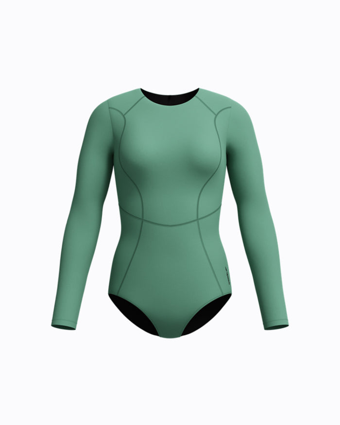 Speedo Women's Ocean Flex L/S Zip 1pc Swimsuit - Green