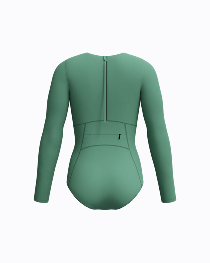 Speedo Women's Ocean Flex L/S Zip 1pc Swimsuit - Green