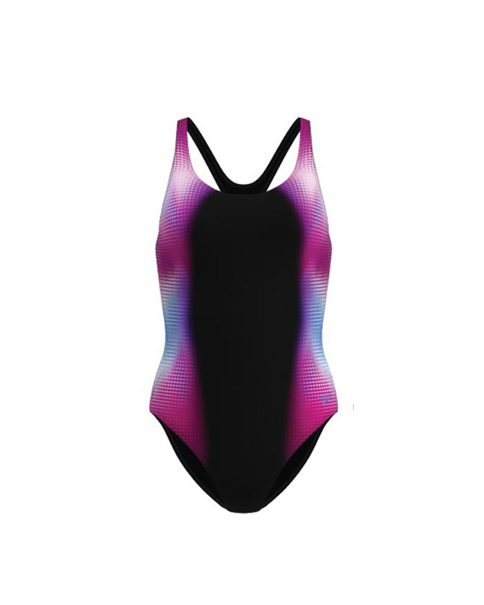 Speedo Women's Print Medalist 1 Piece (AsiaFit) - Black/Pink