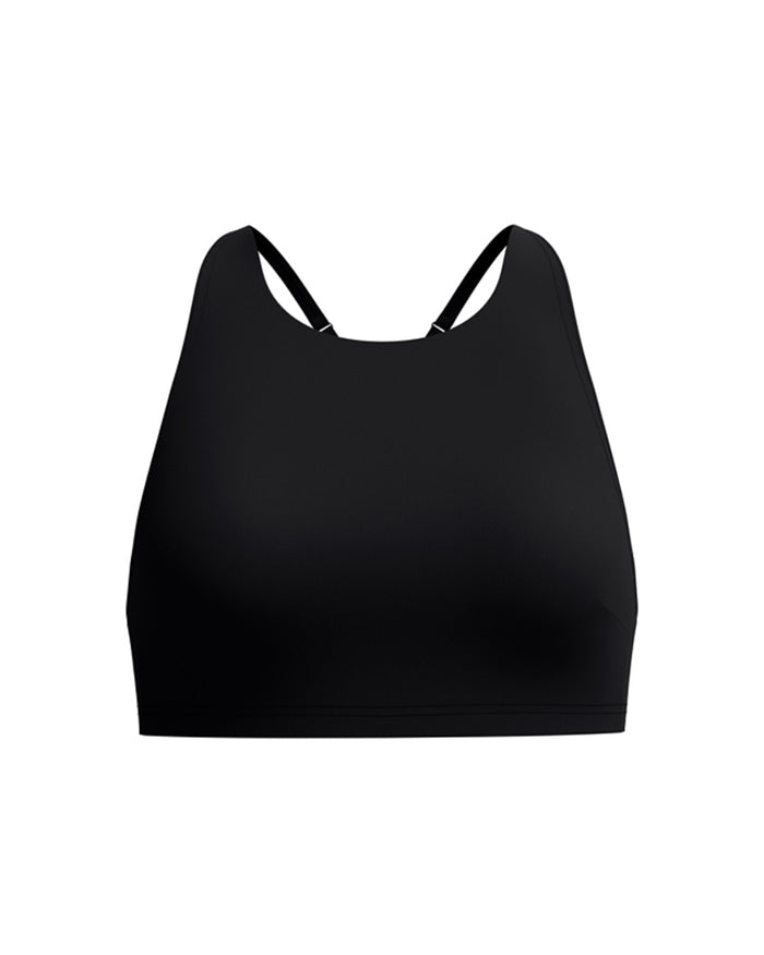 Speedo Women's Solid High Neck Bikini Top (AsiaFit) - Black
