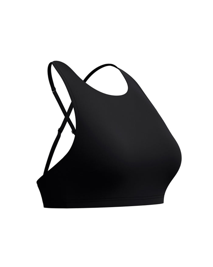 Speedo Women's Solid High Neck Bikini Top (AsiaFit) - Black