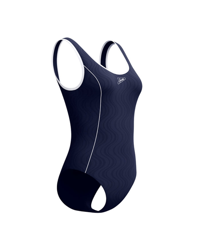 Speedo Women's Texture Bound Scoop One Piece (AsiaFit) - Navy/White
