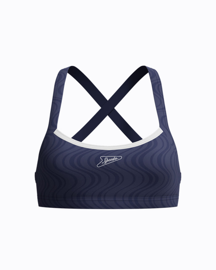 Speedo Women's Texture Crossback Bikini Top - Navy/White