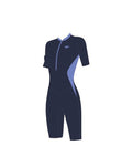 Speedo Women's Zip Front S/S Kneesuit (AsiaFit) - Navy/Blue