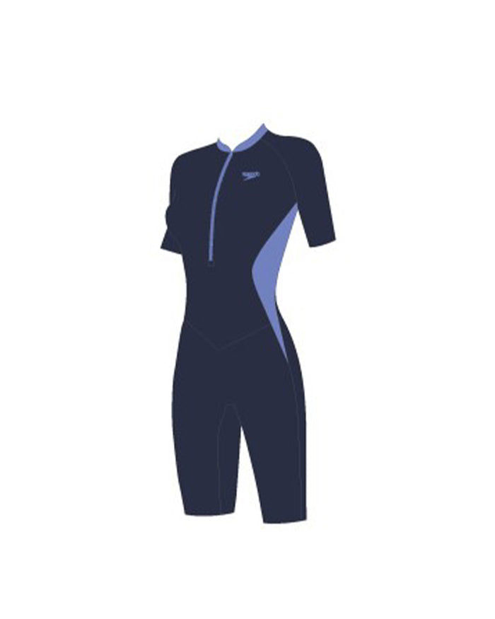 Speedo Women's Zip Front S/S Kneesuit (AsiaFit) - Navy/Blue
