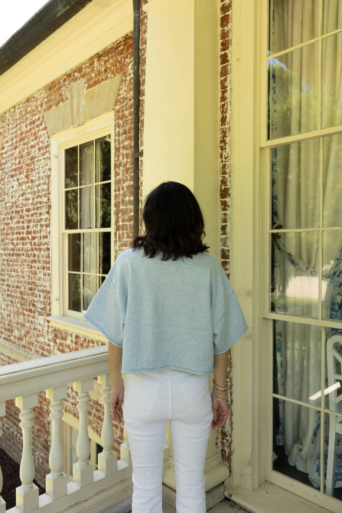 Stafford Short Sleeve Sweater - Pastel Blue