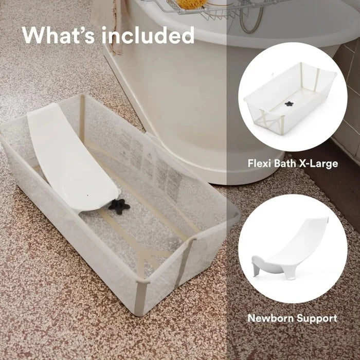 Stokke Flexi Bath X - Large Bath & Flexi Newborn Support Bundle - Sandy Beige - ebebek