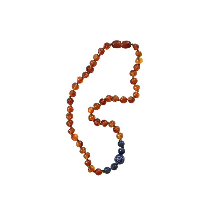 Summer & Storm Necklace Amber Lapis Lazuli
