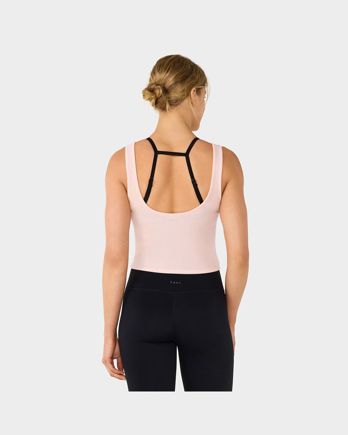 TAVI Fitted Henley Tank - Ballet Pink