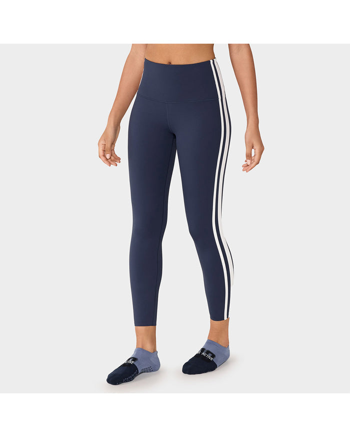 TAVI High Waisted 7/8 Stripe Tight - Navy Coconut