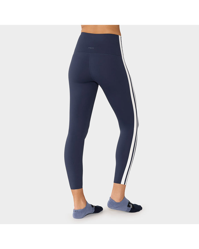 TAVI High Waisted 7/8 Stripe Tight - Navy Coconut