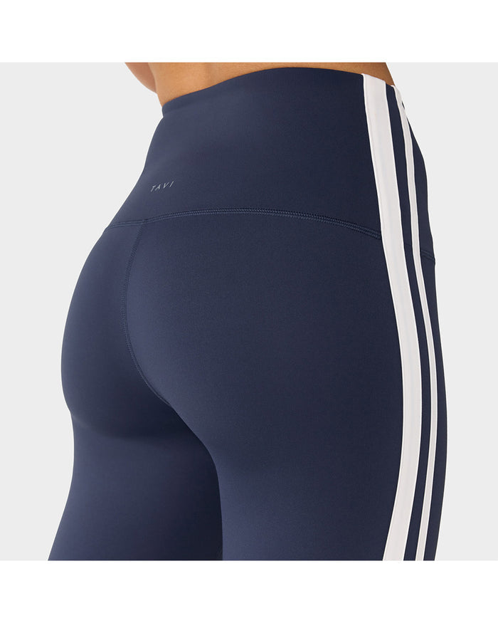 TAVI High Waisted 7/8 Stripe Tight - Navy Coconut