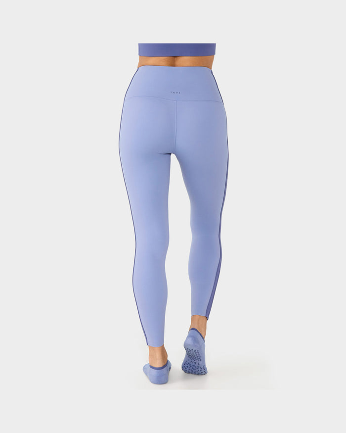 TAVI High Waisted 7/8 Stripe Tight - Serene Blue/Honor Blue