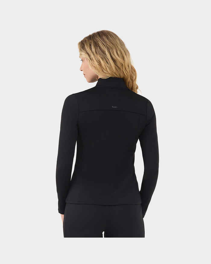 TAVI Mock Neck Full Zip Jacket - Ebony