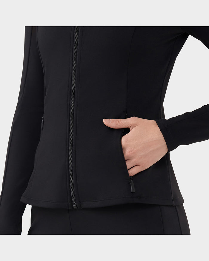 TAVI Mock Neck Full Zip Jacket - Ebony