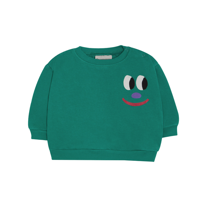 The Campamento Smiling Face Green Baby Sweatshirt