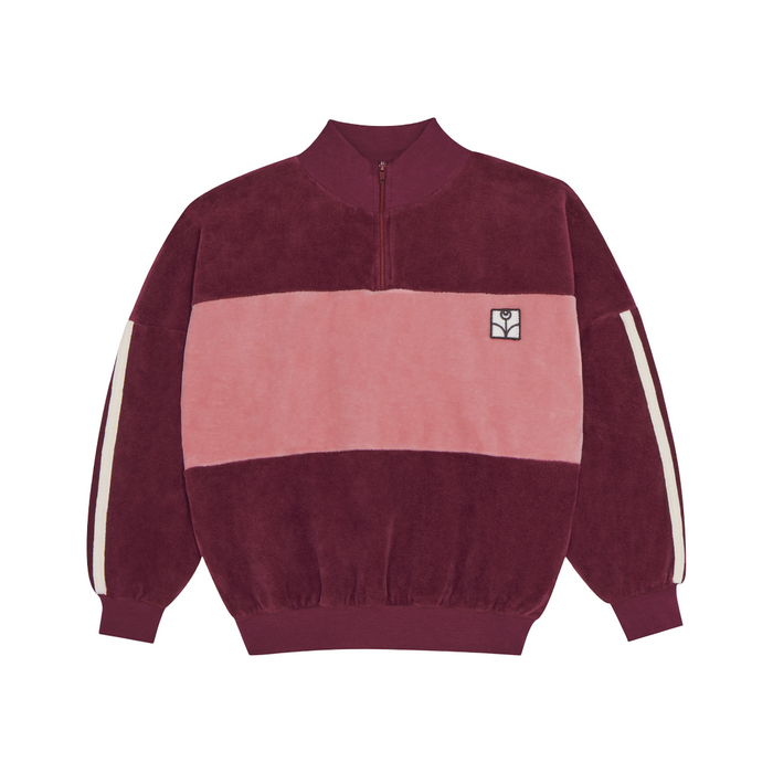 The Campamento Velour Color Block Sweatshirt Burgundy