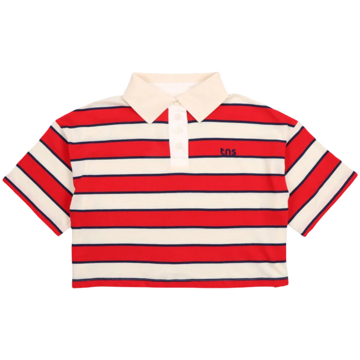 The New Society Acacia Teen Polo Tulip Red & Midnight Stripes