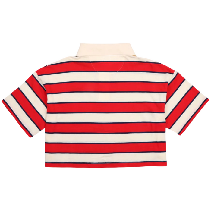 The New Society Acacia Teen Polo Tulip Red & Midnight Stripes