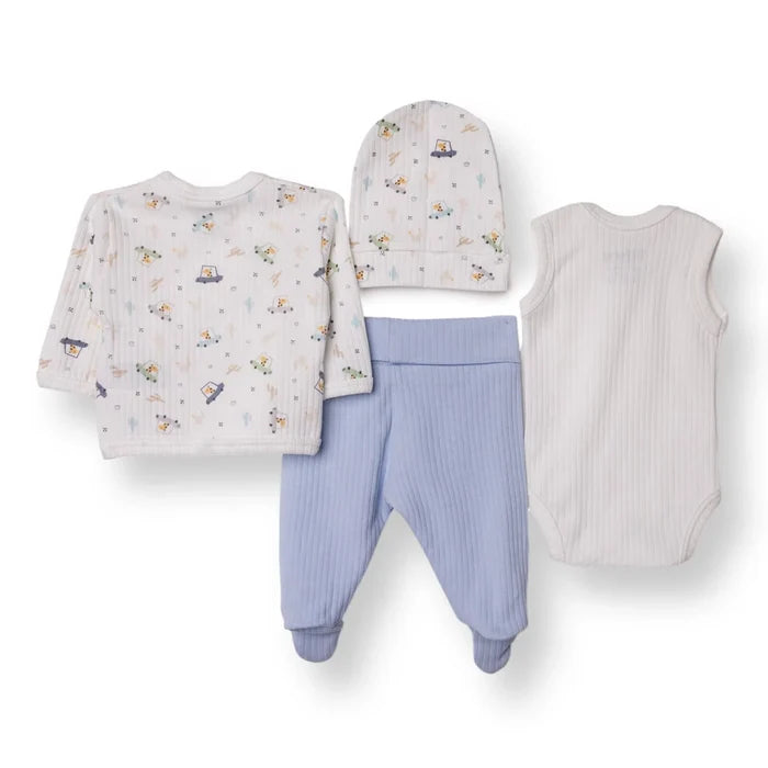 Tiffany Boys Premature Baby Set Animal with Poppers Envelope Neck Long Leg Long Sleeve - Ecru Ecru - ebebek