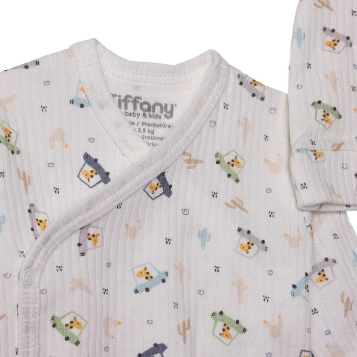 Tiffany Boys Premature Baby Set Animal with Poppers Envelope Neck Long Leg Long Sleeve - Ecru Ecru - ebebek