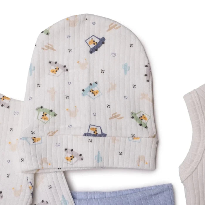 Tiffany Boys Premature Baby Set Animal with Poppers Envelope Neck Long Leg Long Sleeve - Ecru Ecru - ebebek